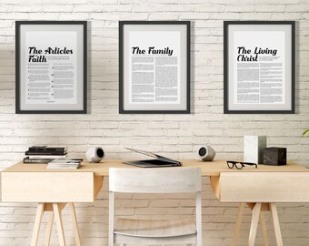LDS Art Set of 3 | Proclamation to the World | Articles of Faith | The Living Christ | LDS Printables