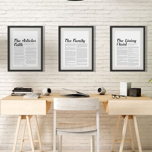LDS Art Set of 3 | Proclamation to the World | Articles of Faith | The Living Christ | LDS Printables