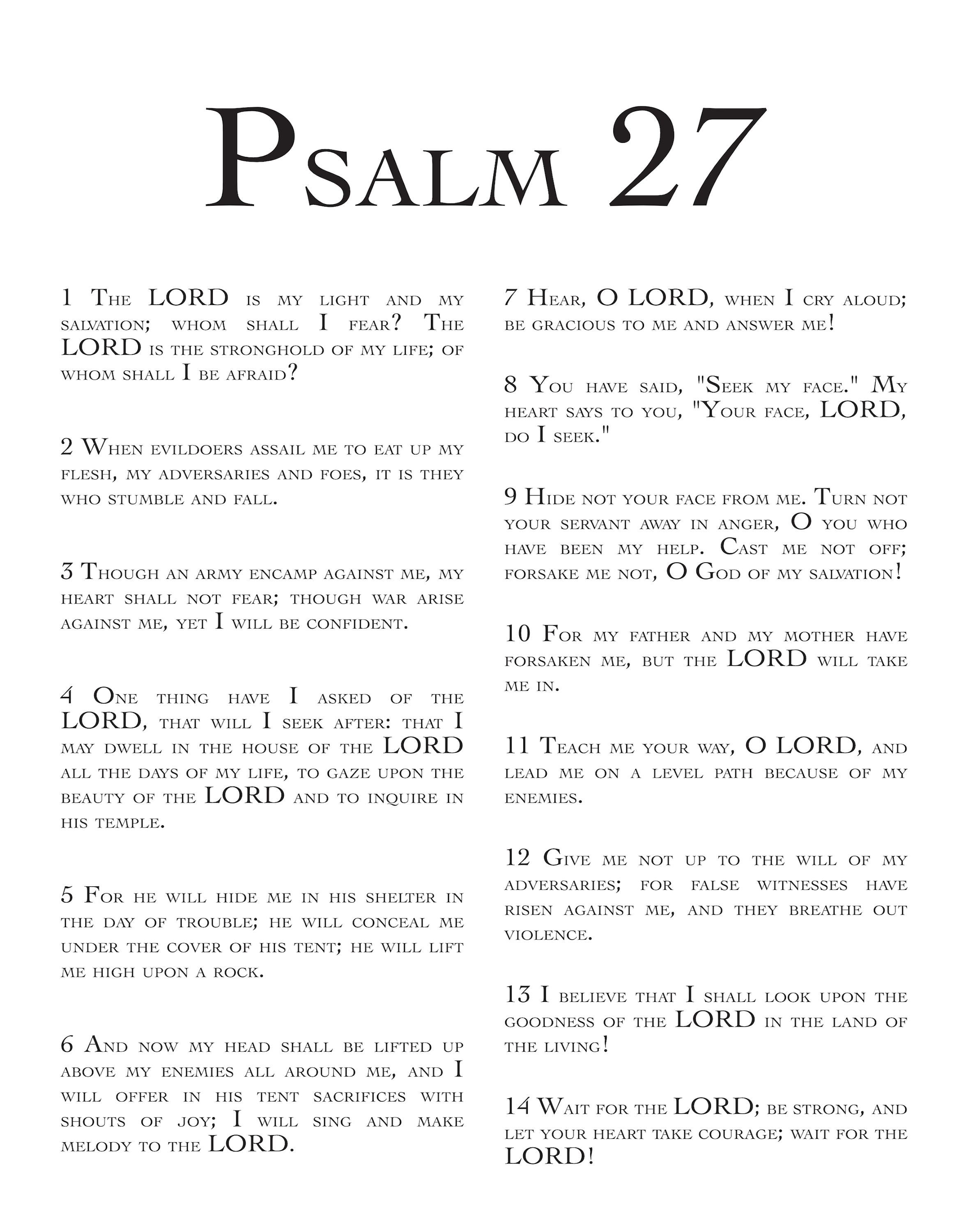Modern Psalm 27 ESV Print, Bible Quote - Etsy
