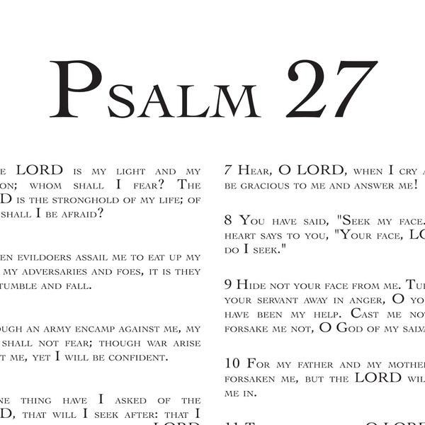 Psalm 27 Esv Printable Etsy