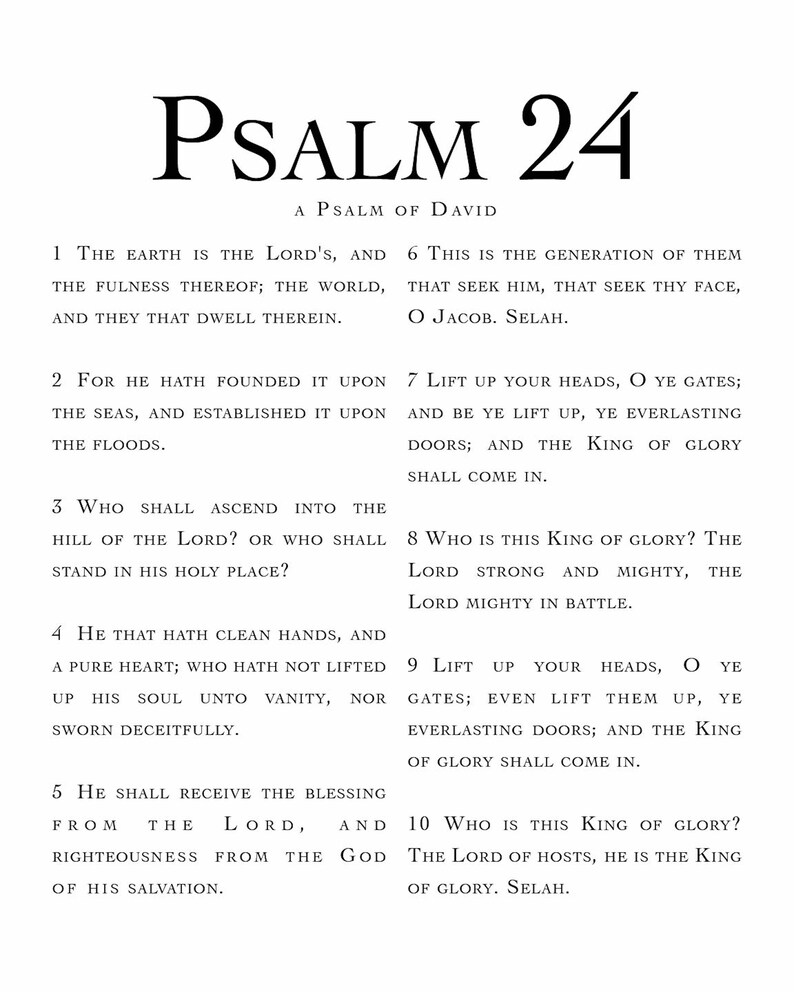 Modern Psalm 24 KJV Print Bible Quote Etsy