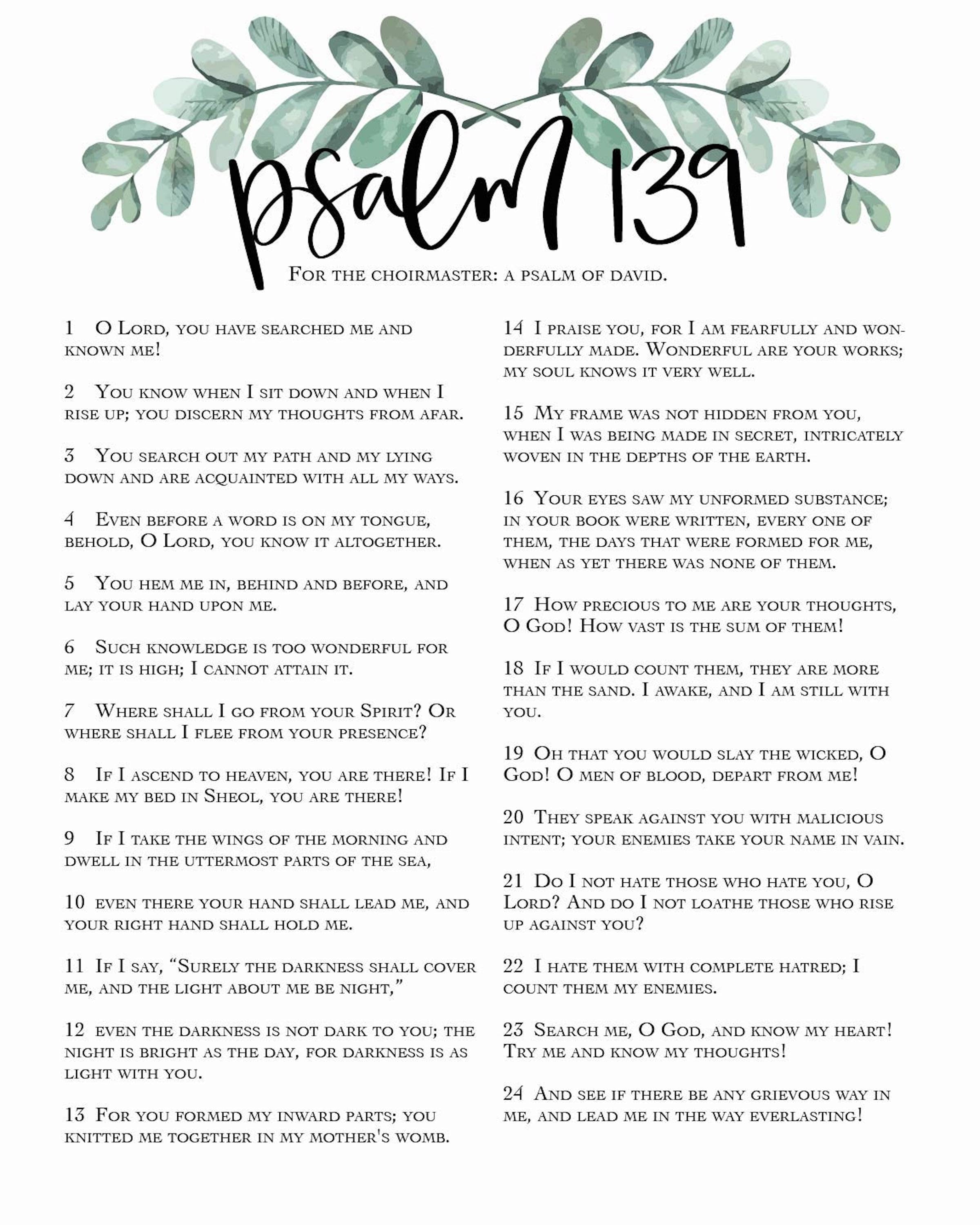 Psalm 139 Print ESV Translation, Bible Quote - Etsy
