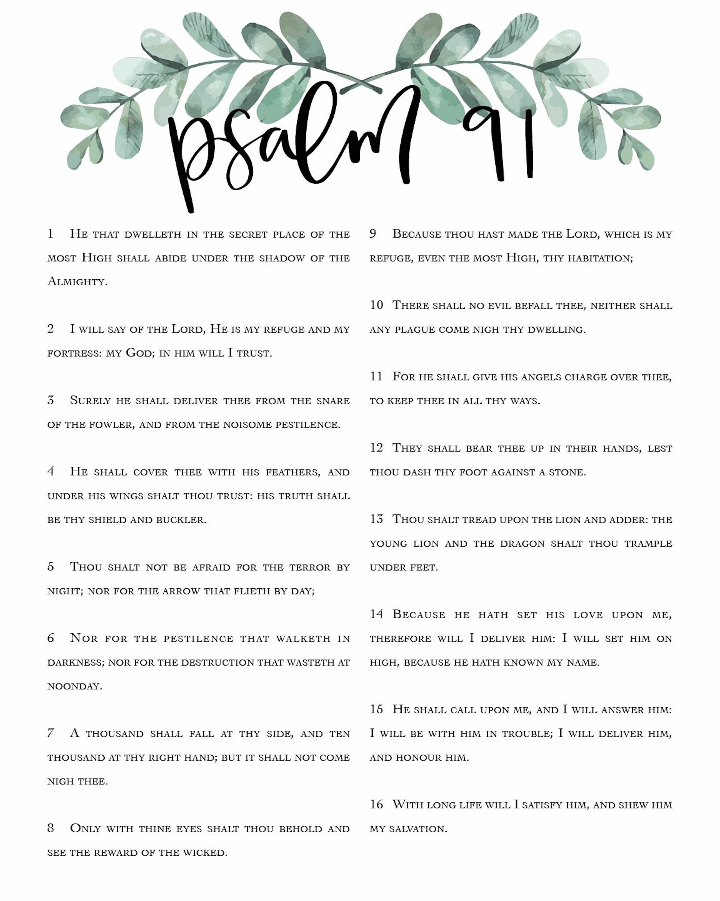 Psalm 91 Print KJV, Bible Quote - Etsy