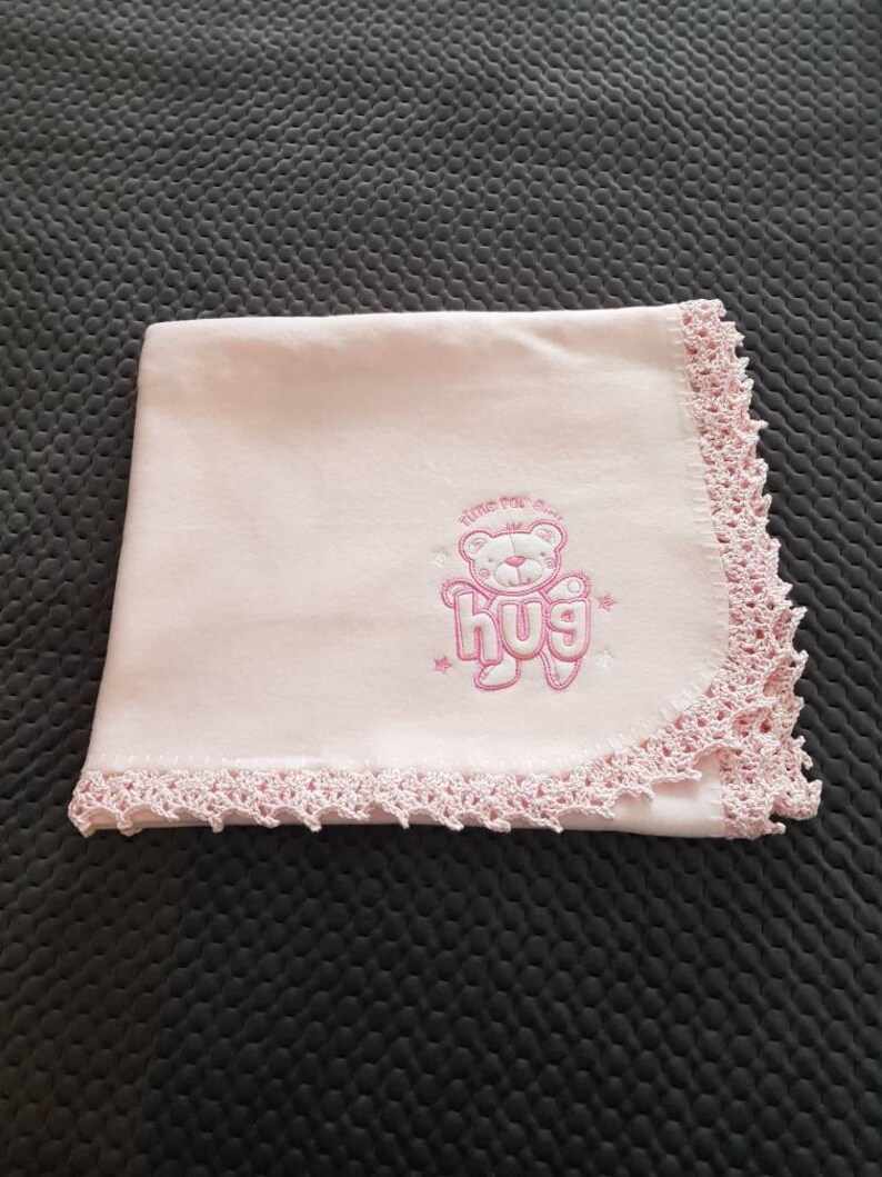Polar Fleece Crochet Edged Baby Blanket Etsy