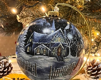 Boule de Noël Boule peinte à la main 15 cm