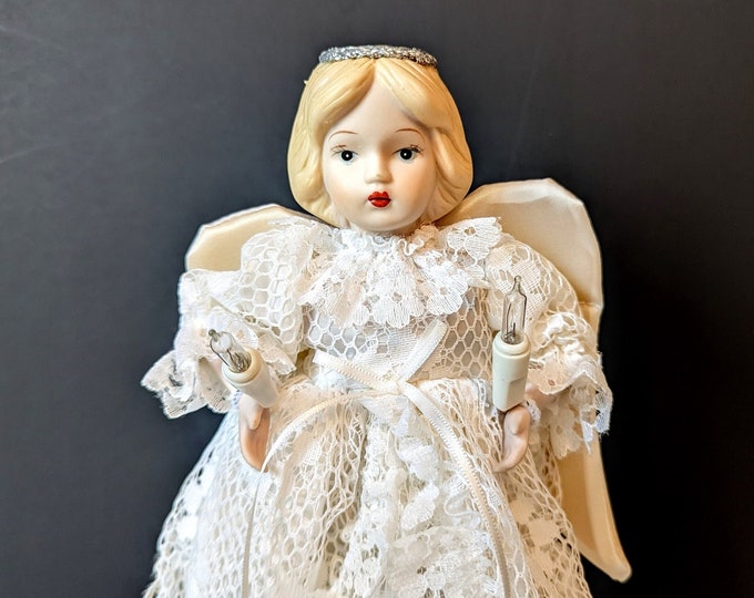 Vintage Angel Tree Topper With Lights Old Fashioned Christmas Decor