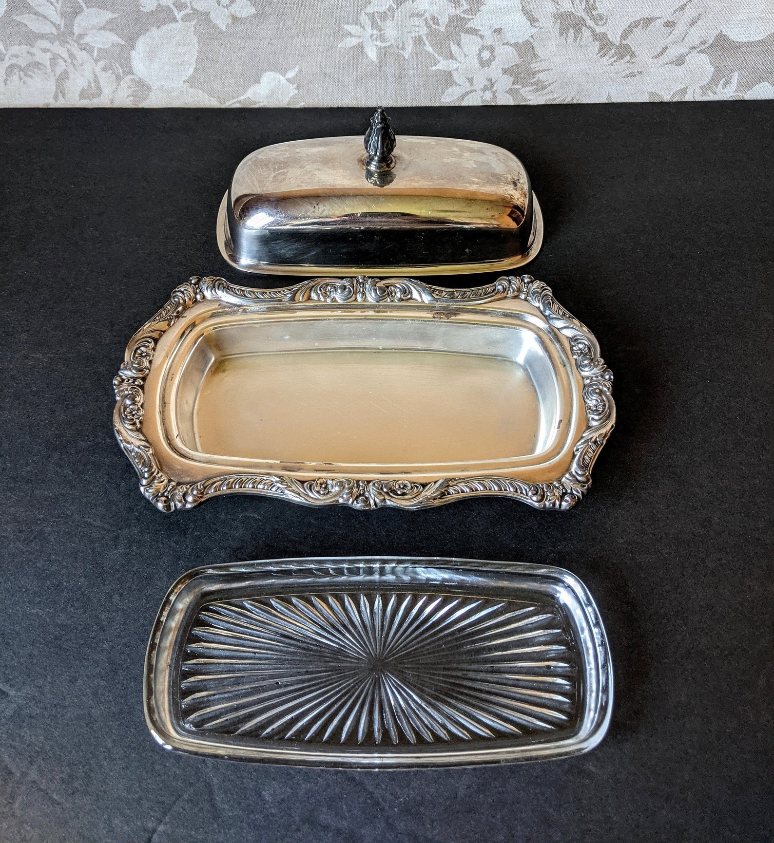 Vintage Silver Butter Dish with Glass Insert Poole Silver Co. Etsy
