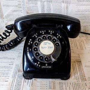 Vintage Monophone Automatic Electric Rotary Dial Phone, Black Rotary Desk Telephone, Art Deco Office, Old Collectible Telephone Landline