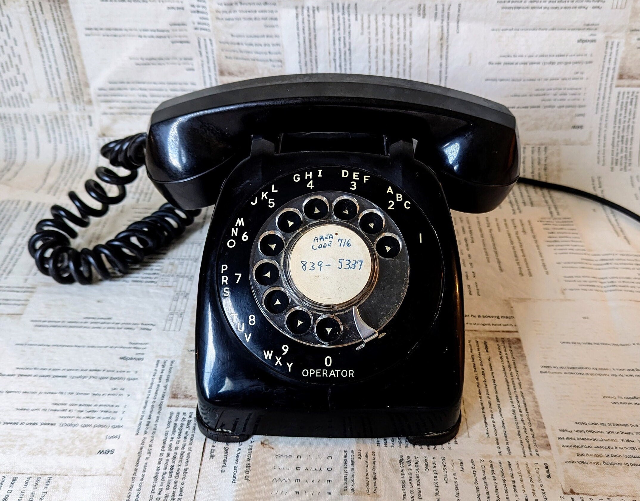 Vintage 1965 Automatic Electric Black Rotary Desk Telephone