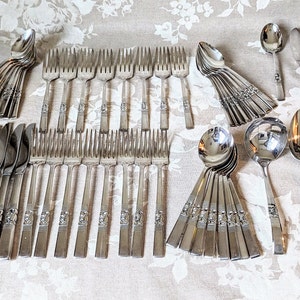 Vintage 53 Piece Community &quot;Morning Star&quot; Silverplate Flatware Set Complete Service for 8 with Serving Pieces & Extra Teaspoons, Silverware