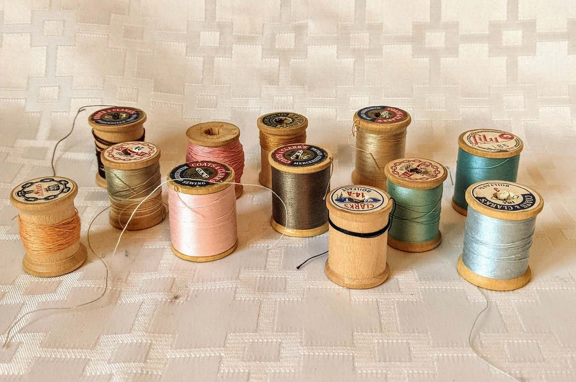 Large Lot of Vintage Spools of Thread Wooden Thread Spools | Etsy