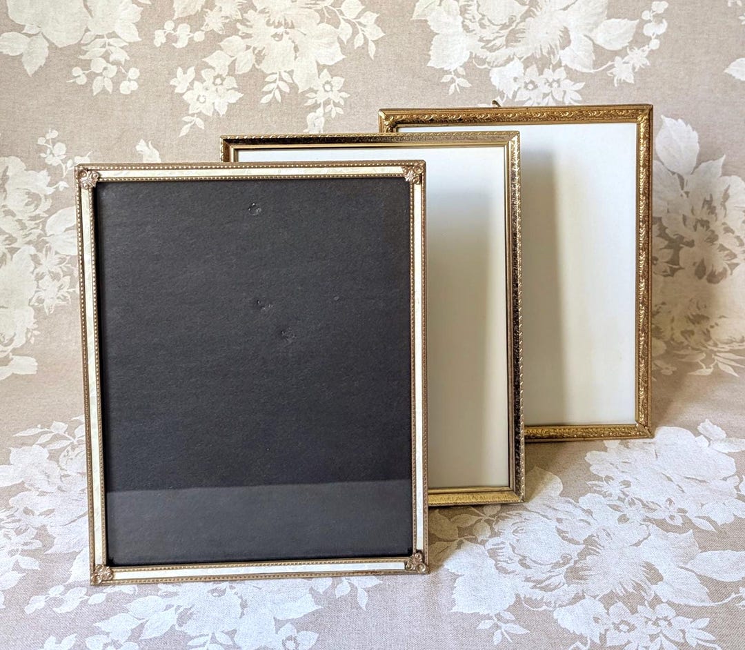 Set of 3 Vintage Gold Metal Picture Frames 8x10 Vertical and Horizontal ...