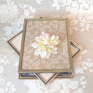 Set of 3 Vintage Gold Metal Picture Frames 8x10 Vertical and Horizontal - Wedding Table Decor - Old Photo Frames