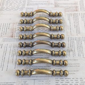 Set of 8 Vintage Brass Drawer Pulls 5" Brass Cabinet Handles Gold Furniture Accessories Classic Furniture Hardware DIY Home