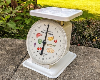 Vintage 25 lb Kitchen Scale White Antique Utility Scale Farmhouse Display Country Kitchen Old Metal Scale American Family Scale WORKING