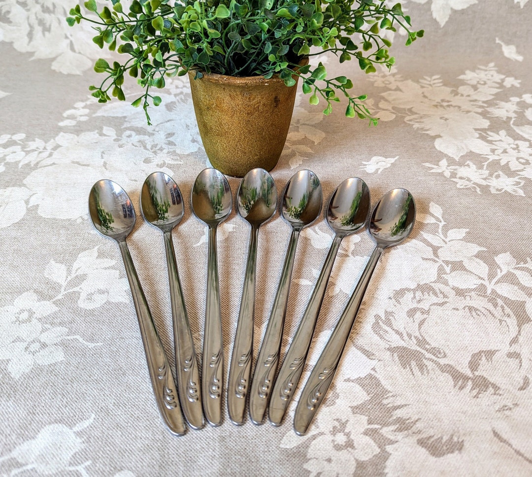7 Vintage Stainless Iced Tea Spoons Old Spoons for Jewelry Windchimes