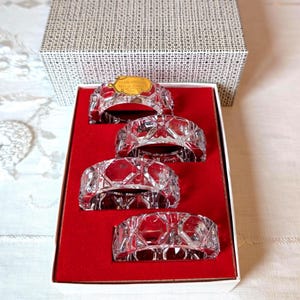 Vintage German Lead Crystal Napkin Rings in Original Box Excellent Condition - NOS  Set of 4 Cut Glass Napkin Holders  - Made in Germany