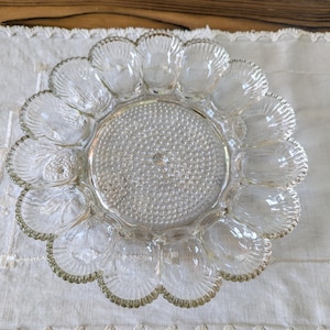 Vintage Indiana Glass Deviled Egg Dish Clear Glass Hobnail Egg Serving Plate Vintage Egg Platter Hobnail Glass Retro Egg Dish Vintage Dining