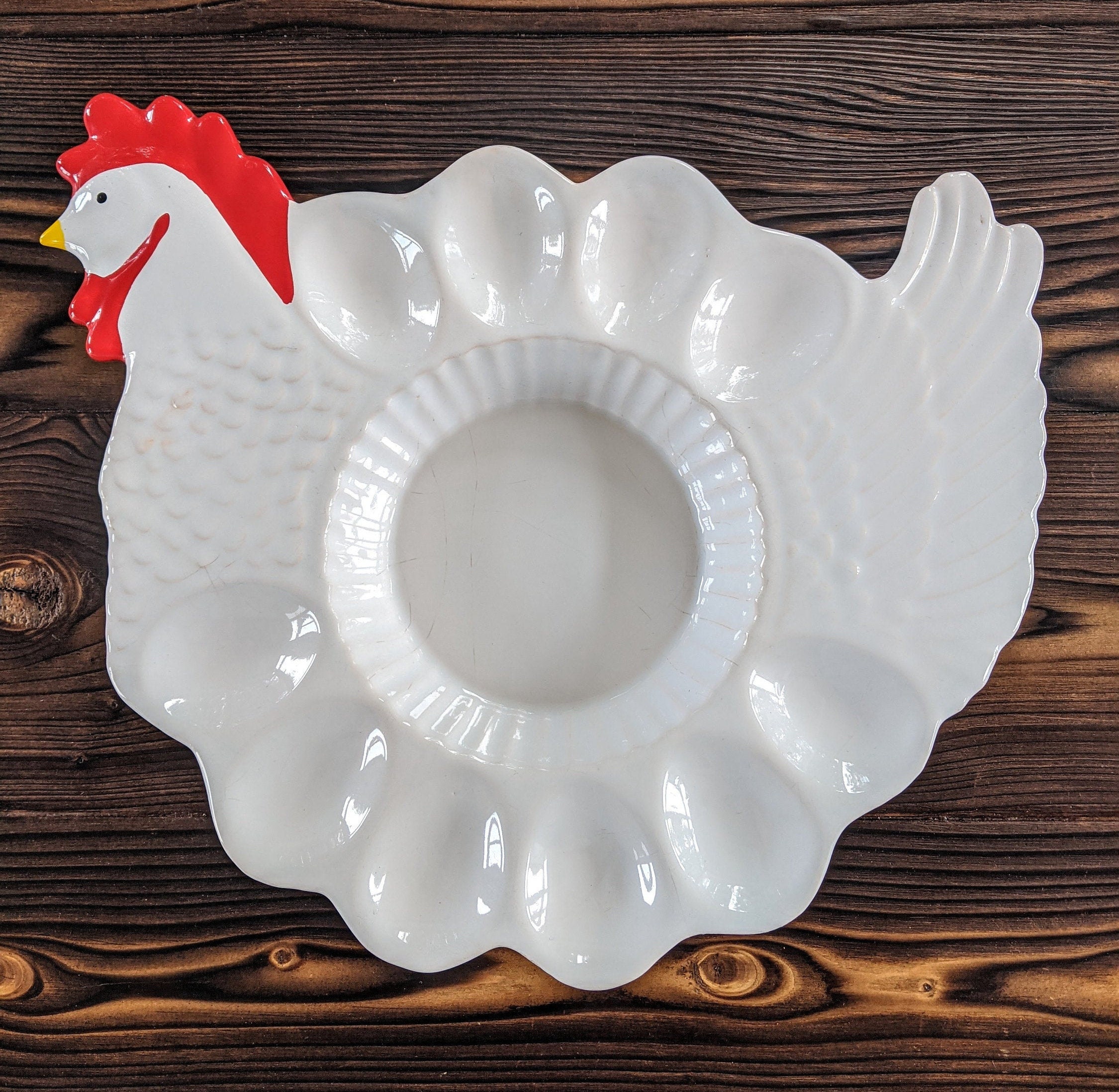 Vintage Chicken Deviled Egg Platter Ceramic Deviled Egg Dish Etsy