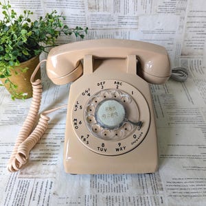 Vintage Bell System Western Electric Rotary Dial Phone WORKING, Vintage Telephone Beige, Old Rotary Dial Landline Phone Retro Dial Phone