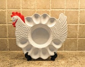 Vintage Chicken Deviled Egg Platter Ceramic Deviled Egg Dish Teleflora Egg Plate Farmhouse Kitchen Thanksgiving Table Vintage Egg Holder