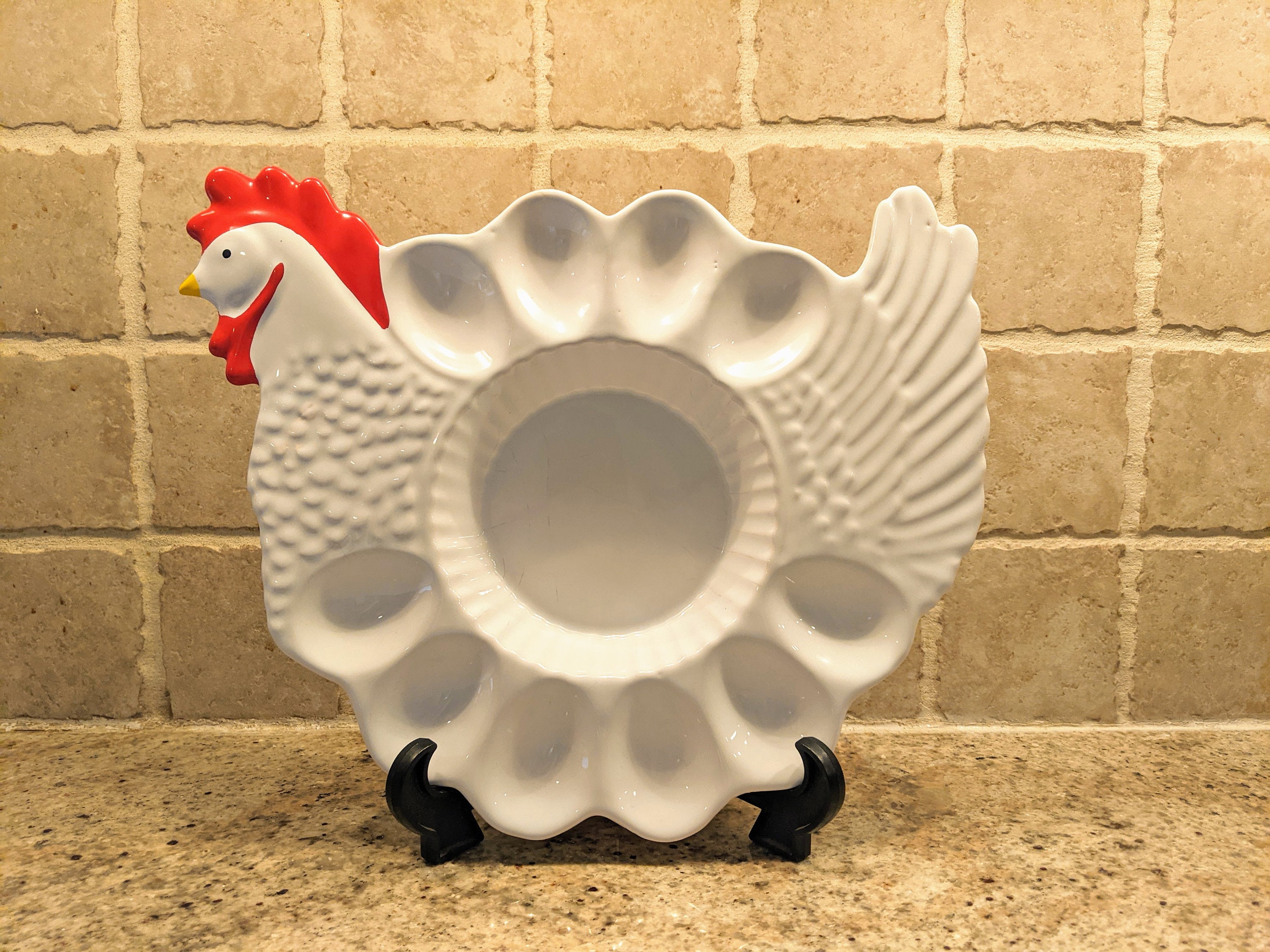 Vintage Chicken Deviled Egg Platter Ceramic Deviled Egg Dish Etsy