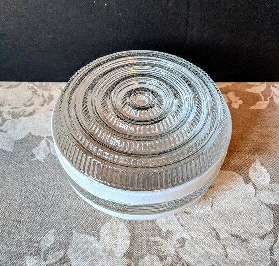 Vintage Ceiling Light Cover Textured Glass With White Trim Mid