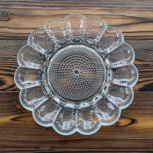 Vintage Indiana Glass Deviled Egg Dish Clear Glass Hobnail Egg Serving Plate Vintage Egg Platter Hobnail Glass Retro Egg Dish Vintage Dining