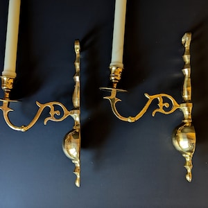 Set of 2 Vintage Brass Wall Sconce Wall Mounted Candleholder Wall Mount Candlestick Brass Candle Holder Vintage Gold Taper Candle Sconce