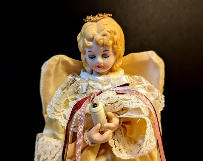 Vintage Angel Tree Topper With Lights Old Fashioned Christmas Etsy