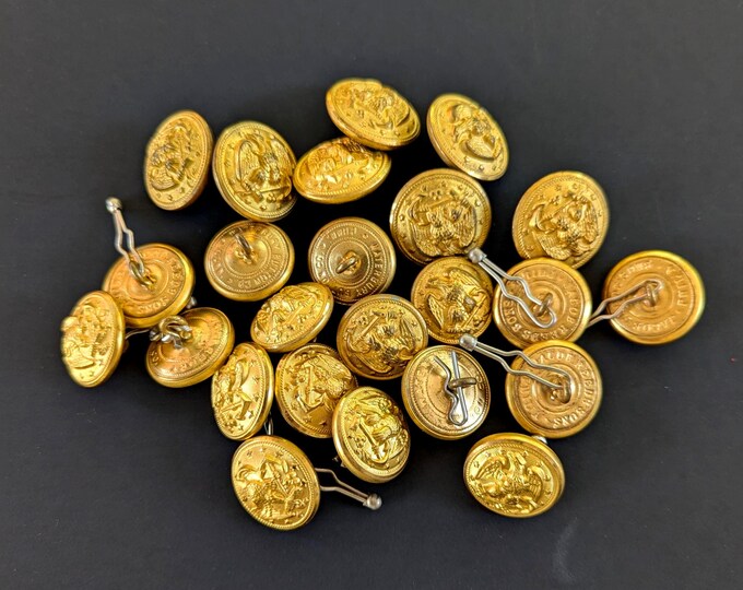 Lot of 24 Vintage Brass US Navy Uniform Buttons With Eagle and Anchor ...