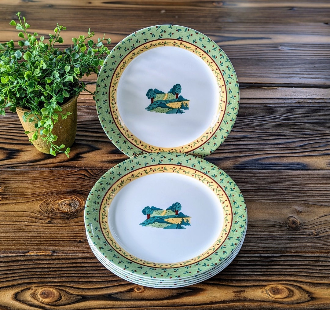 Vintage Corelle Dessert Plates Set of 6 Corelle Landscape Side Etsy