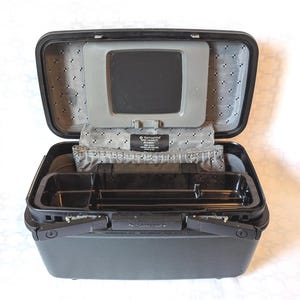 Vintage Black Samsonite Acclaim Train Case Retro Makeup Case Wedding Card Holder Vintage Travel Overnight Tote Cosmetic Storage
