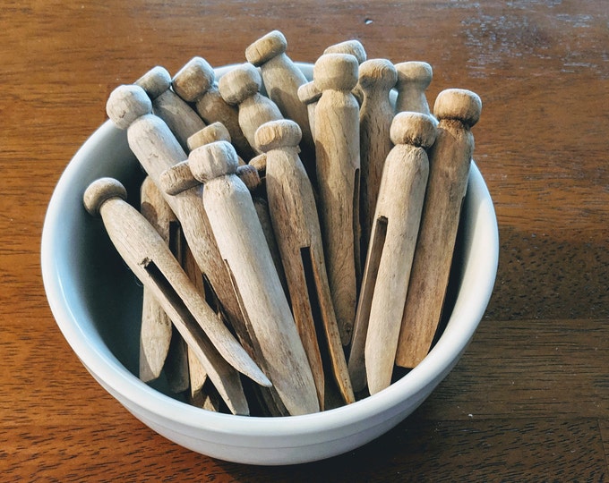 Vintage Wood Clothespins Craft Supplies Old Clothespins Farmhouse Decor ...