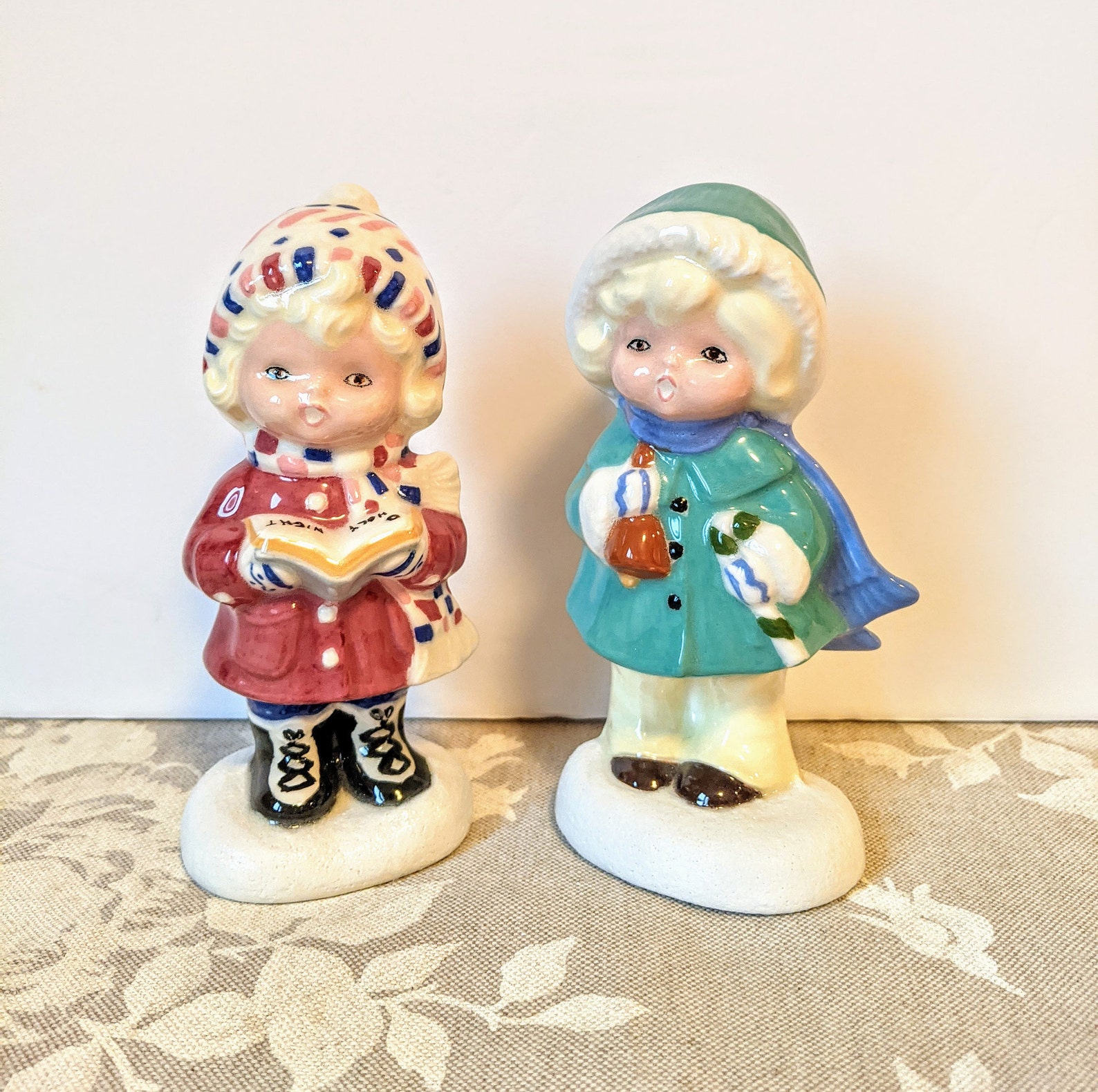 Vintage Ceramic Christmas Caroler Figurines Set of 2 Ceramic Etsy