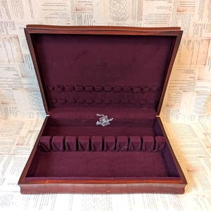McGraw Silverware Chest Anti Tarnish Felt Lining 12 Place Settings, Wood Flatware Storage Box, Silverware Keeper, Chest for Silver/Jewelry