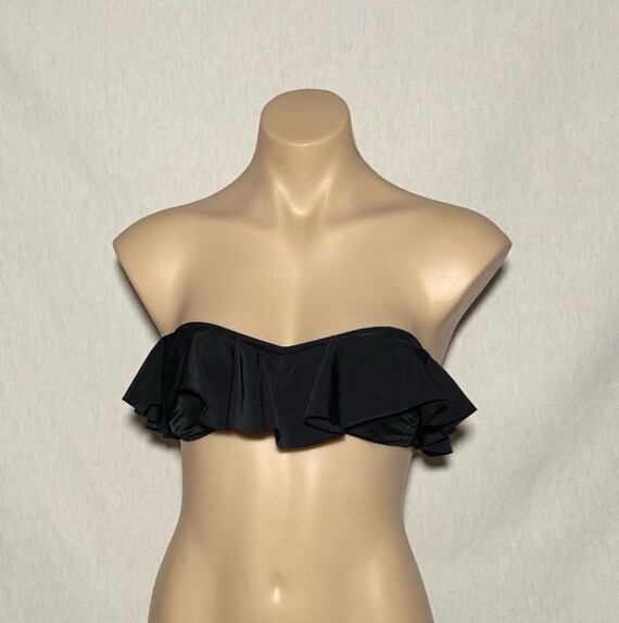 black flounce bikini top