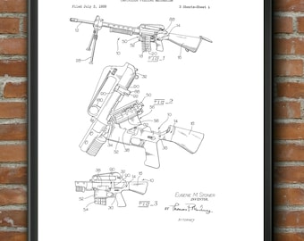 M4 Rifle Army Blueprint Poster Print T083 A4 A3 A2 A1 A0|