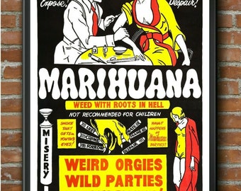1930 ART VINTAGE POSTER # 4 A3//A4 Size MARIJUANA FUNNY ANTI DRUG POSTER