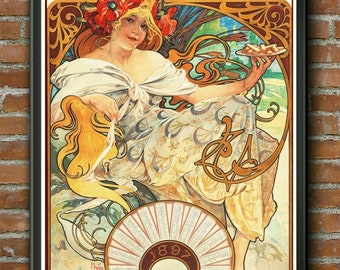 250gsm A3 Art Nouveau Poster ALPHONSE MUCHA Chocolat Ideal 1897