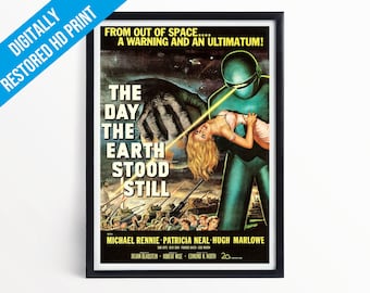 The Day the Earth Stood Still Sci Fi Movie Film Poster Print - A5 A4 A3  - Professionally Printed Wall Art