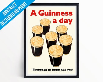 Guinness Poster Print - Guinness is Good For You - A5 A4 A3 - Singing Pints - Professionally Printed Guinness Advertising Poster