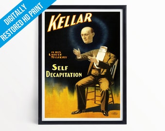 Vintage Magician Poster Print - Kellar the Magician - A5 A4 A3  - Professionally Printed Magician Poster