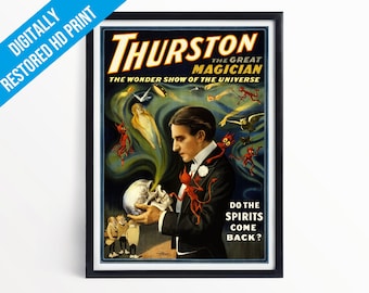 Vintage Magician Poster Print - Thurston: The Great Magician Poster Print - A5 A4 A3  - Professionally Printed