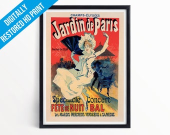 Vintage French Posters: Art Nouveau Print - Jardin De Paris - A5 A4 A3 - Professionally Printed Wall Art