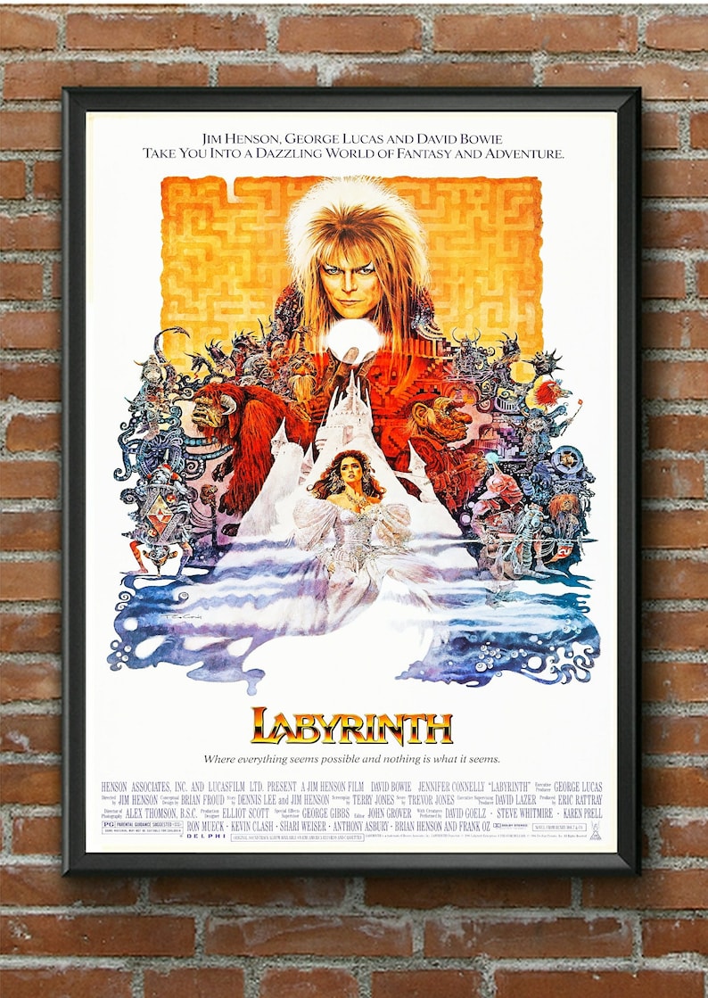 LABYRINTH CLASSIC VINTAGE MOVIE POSTER A5..A4 AND A3 OPTIONS