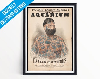 Tattoo Body Art Poster Print Captain Costentenus - A5 A4 A3  - Professionally Printed Wall Art