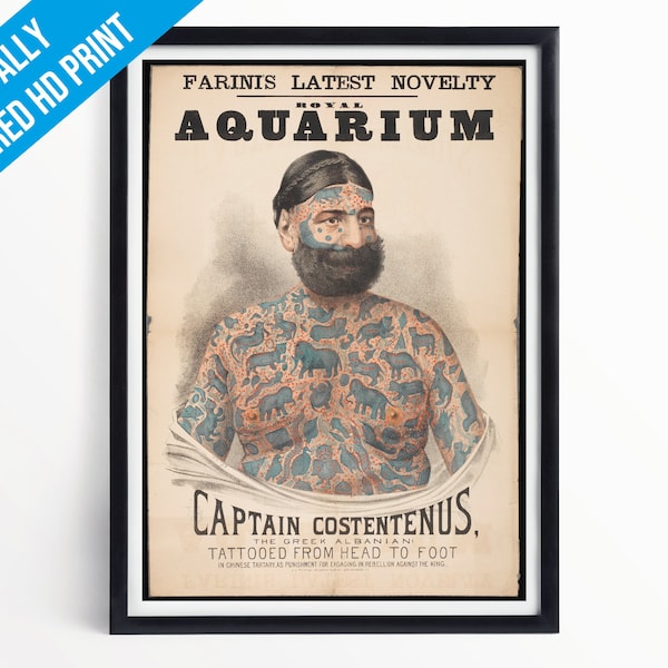 Poster impression d'art corporel tatouage Captain Costentenus - A5 A4 A3 - Art mural imprimé professionnellement