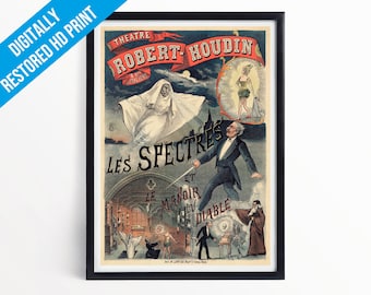 Vintage Magician Poster Print - Robert Houdin: Les Spectres - A5 A4 A3  - Professionally Printed