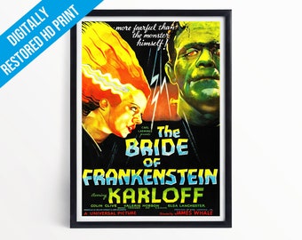 La fiancée de Frankenstein, film d'horreur, impression d'affiche - A5 A4 A3 - impression d'art mural professionnellement